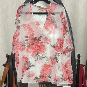Show Me Your MuMu Pink Floral Sheer Blouse